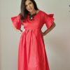 bohemian maxi dress red
