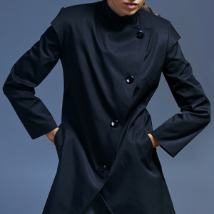 Asymmetric Women’s Trench Coat in Black