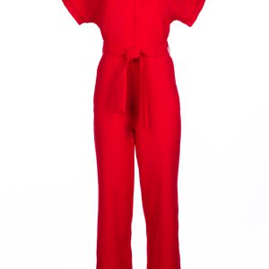Wide Leg Red Jumpsuit