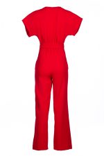 This red LOVE jumpsuit for women is made from high-quality viscose fabric that exudes luxury while ensuring maximum comfor