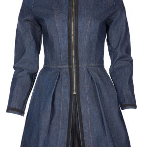 Denim dress coat with zip