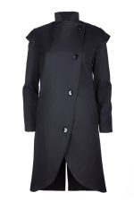 asymmetric women's trench coat in black