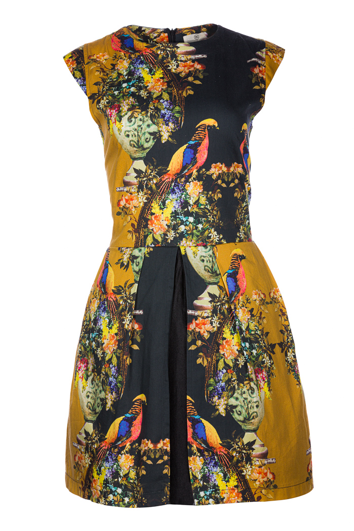 Floral bird mini dress