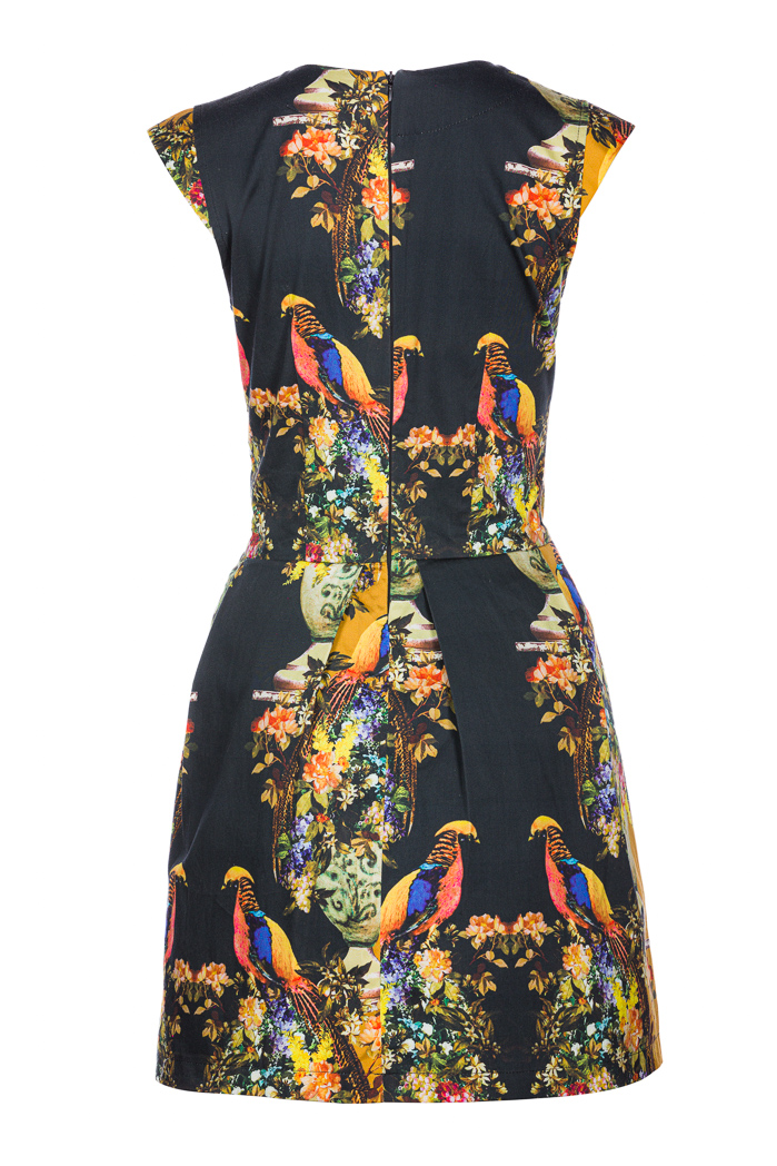 Floral bird mini dress