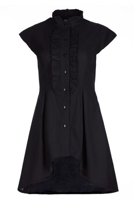 Asymmetric black long shirt