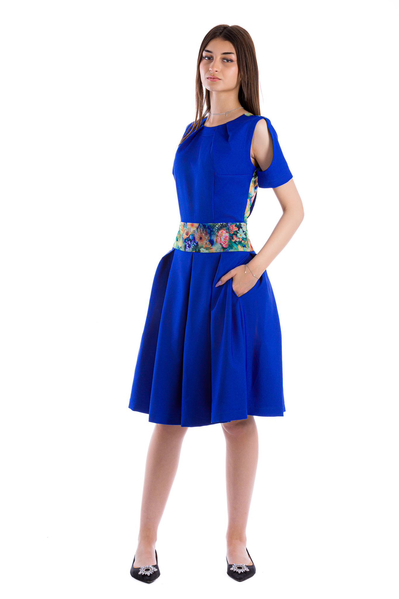 cut out royal blue formal dress