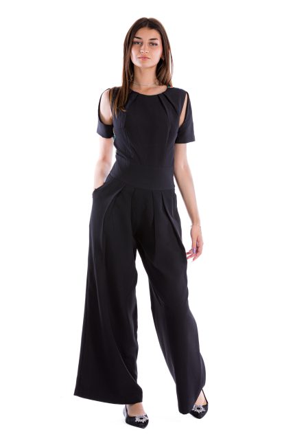 Elegant jumpsuit. Wedding guest cut-out jumpsuit for women