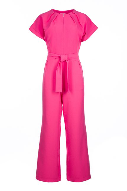 fuchsia wide leg jumpsuit women designer handmade piece