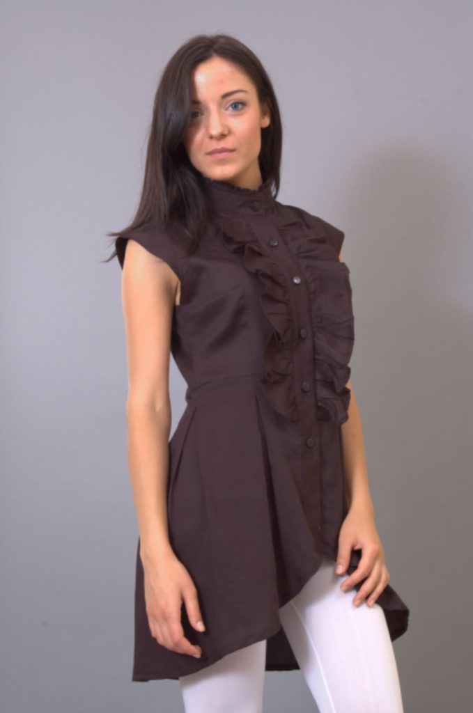 Asymmetric black long shirt