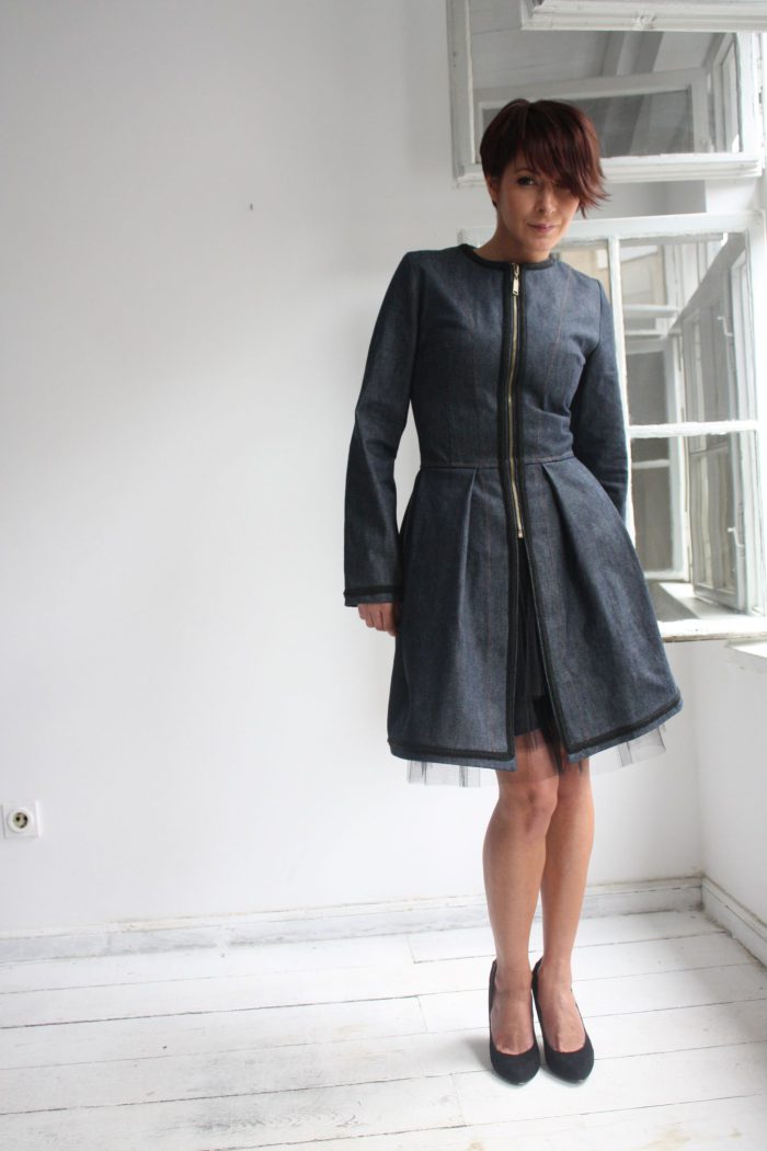 Denim kaftan coat