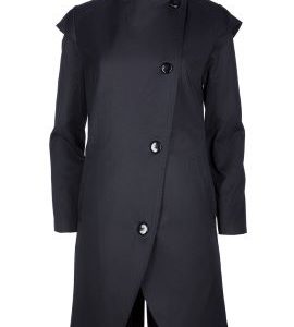 Asymmetric Women’s Trench Coat in Black