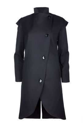 Asymmetric Women’s Trench Coat in Black