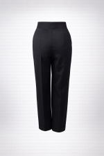 black trousers for women with wrap front overlap asymmetric waist and cuffed hem by BIBI SAKALIEVA
