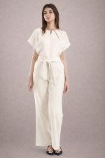 Remarkable Off-White Elegant Wide-Leg Jumpsuit For Women-