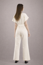 Remarkable Off-White Elegant Wide-Leg Jumpsuit For Women-