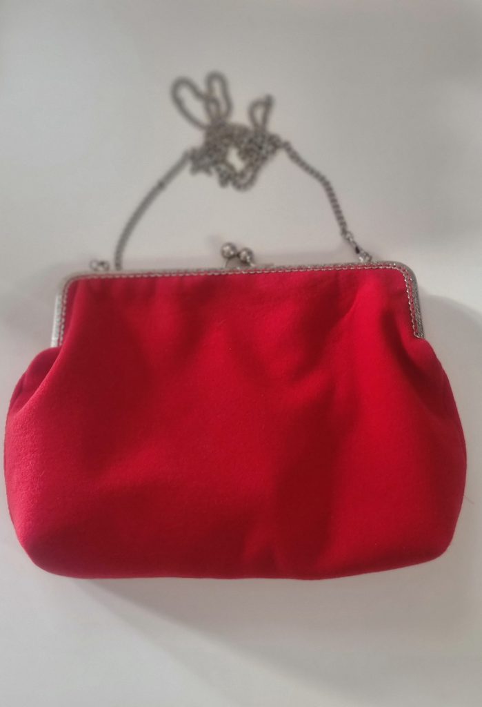 Red Wool Cashmere Frame Clutch Bag