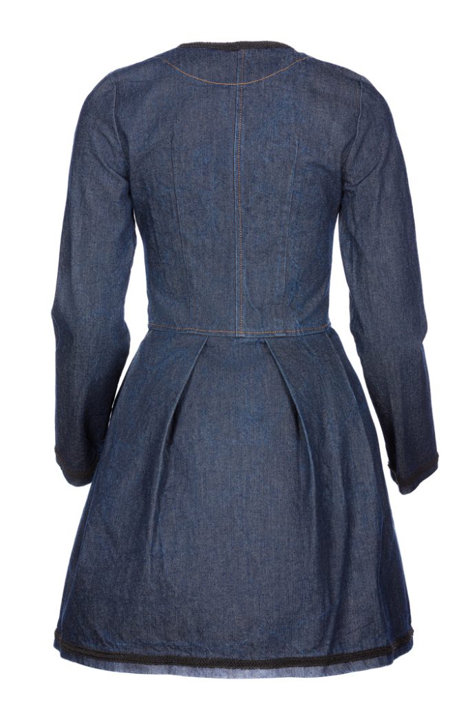 Indigo Denim Coat for Women – Fit and Flare Design