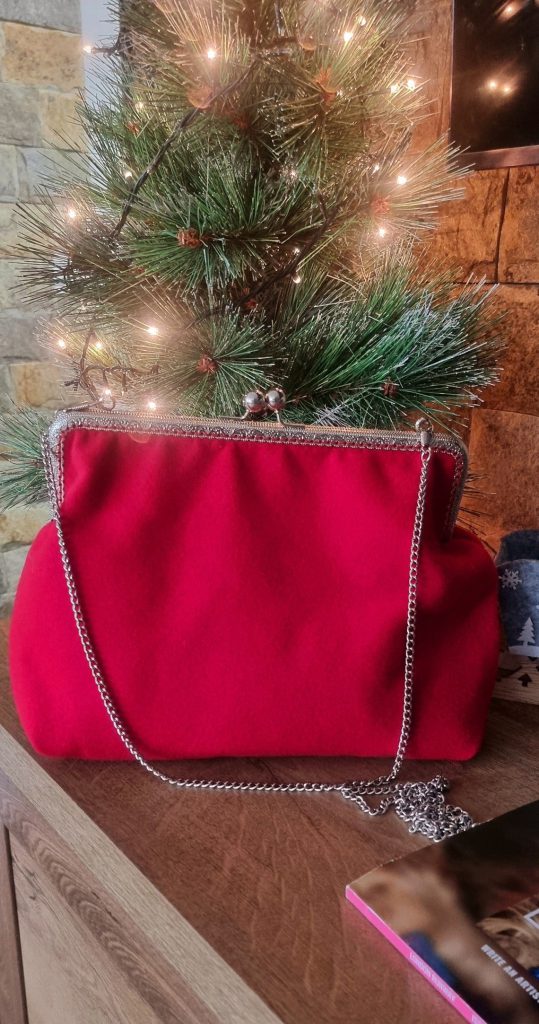 Red Wool Cashmere Frame Clutch Bag