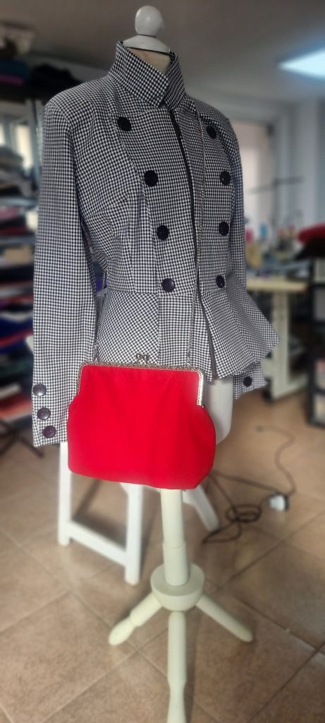 Red Wool Cashmere Frame Clutch Bag