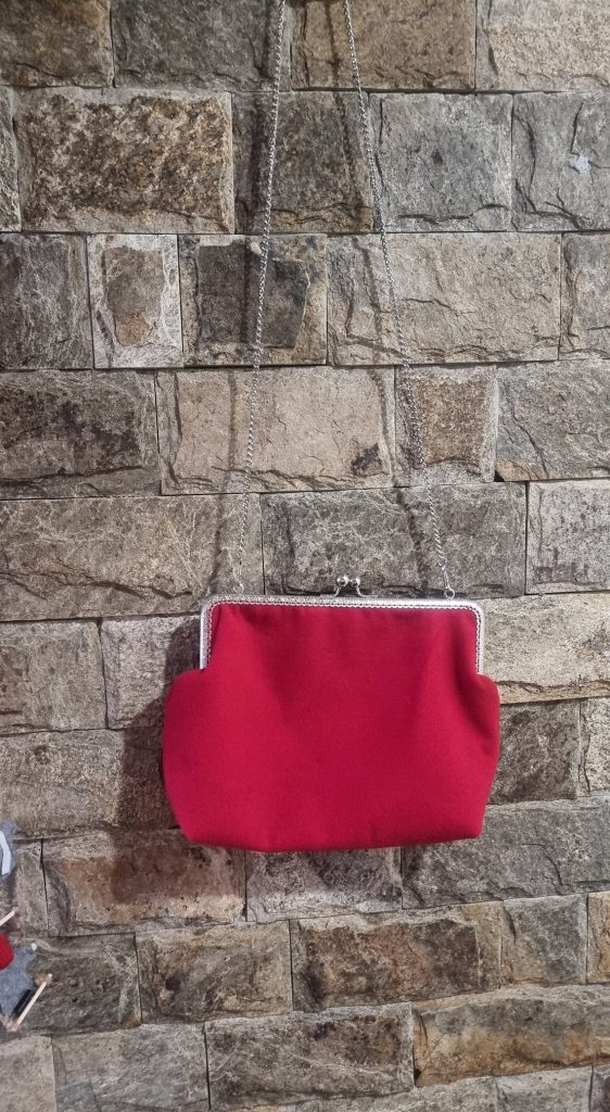 Red Wool Cashmere Frame Clutch Bag