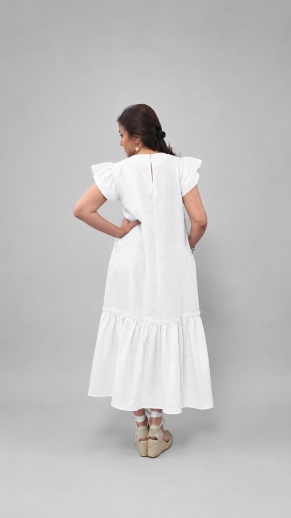 White linen maxi dress A-line