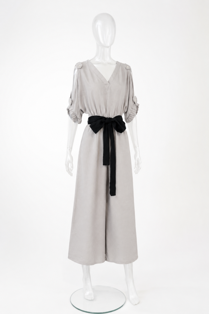 Violet Mist Maxi Dress in smoky grey linen by Bibi Sakalieva